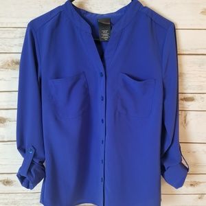 ❄Covington blue half sleeve button up sz S
